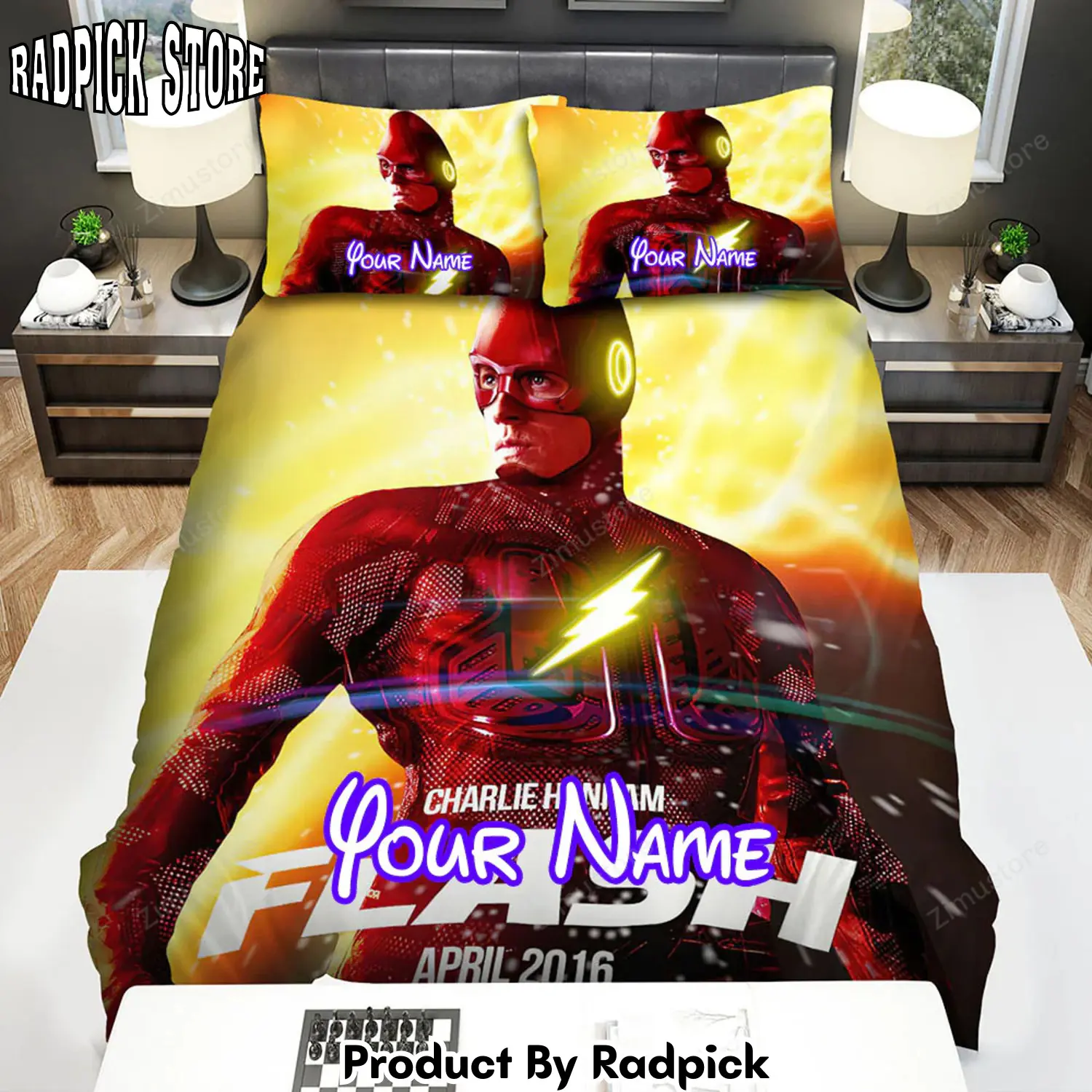 Radpick the flash movie poster artwork 2 bed sheets duvet cover personalized name bedding sets rp3271278